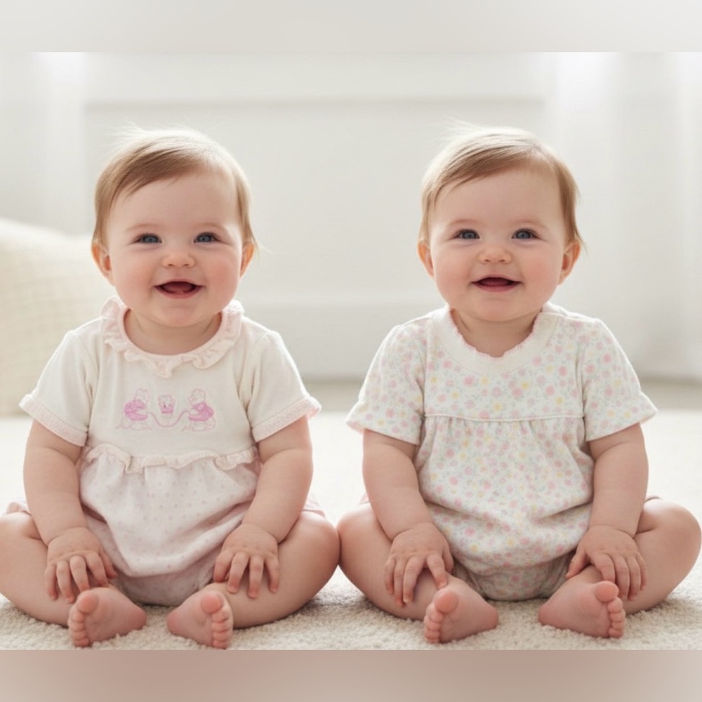 Vintage Baby Girl Romper Bundle 3M Carter’s Health-Tex Short Sleeve 2 Pack